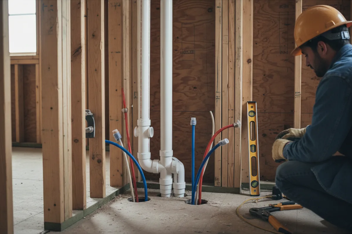 Drain and supply rough-in during Leak Detection in Jackson